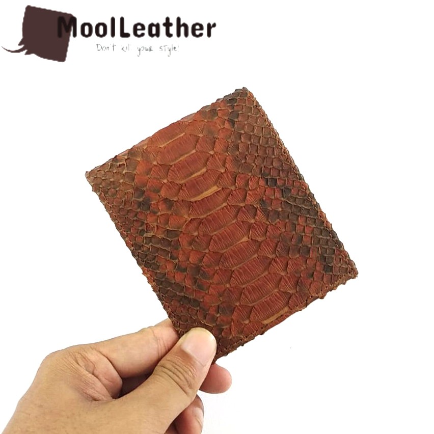MOOL LEATHER - DOMPET PRIA FULL KULIT ULAR PYTHON ASLI WARNA COKLAT