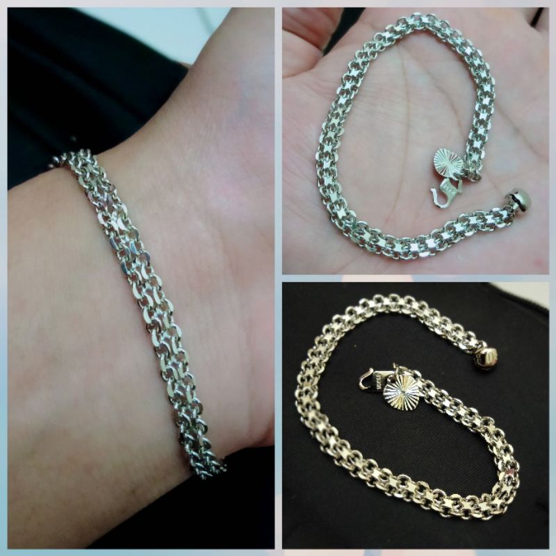 Gelang tangan xuping wanita berlapis emas putih uk18cm.