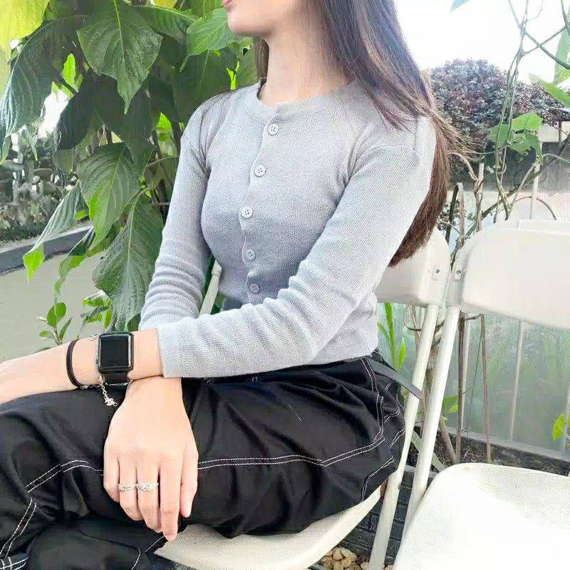 Crop top Bailey Cardigan Rajut/ Crop Angel lengan panjang (atasan wanita lengan panjang)