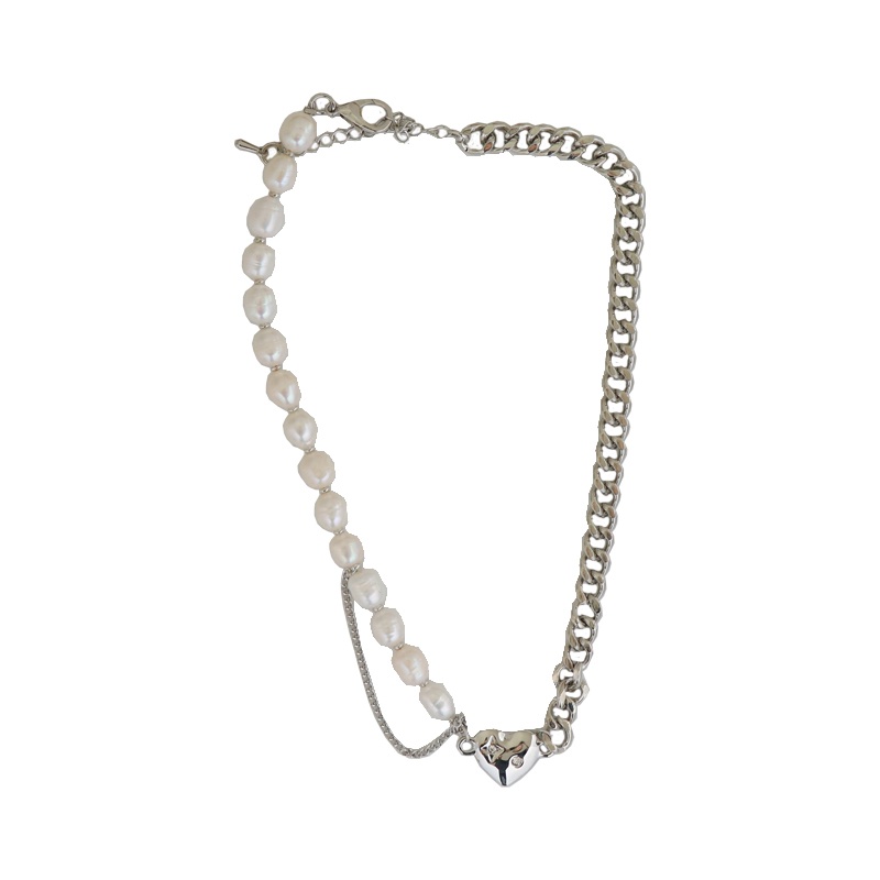 Pearl Love Chain Necklace Accessories Korean Retro