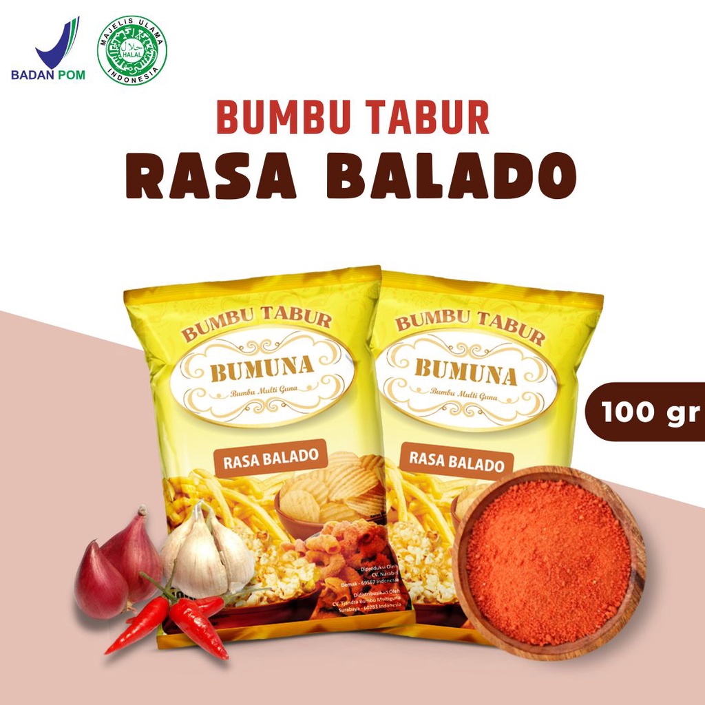 PAKET BUMBU TABUR 1 (Balado  1pcs @100g + Ayam Bawang 2pcs @200g) BUMUNA Bumbu Tabur Premium