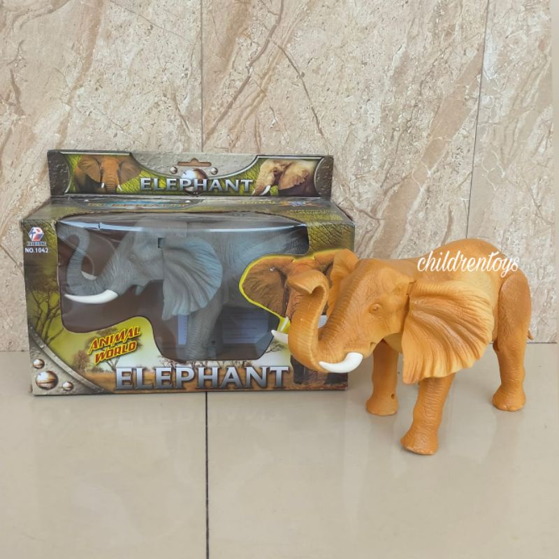 Mainan gajah / Mainan gajah BO / Mainan Animal World Elephant 1042
