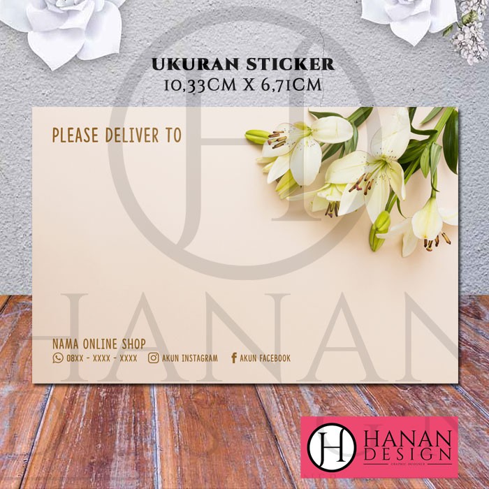 

Stiker Label Pengiriman Paket Olshop Online Shop Custom - Motif Flower Bunga Beige