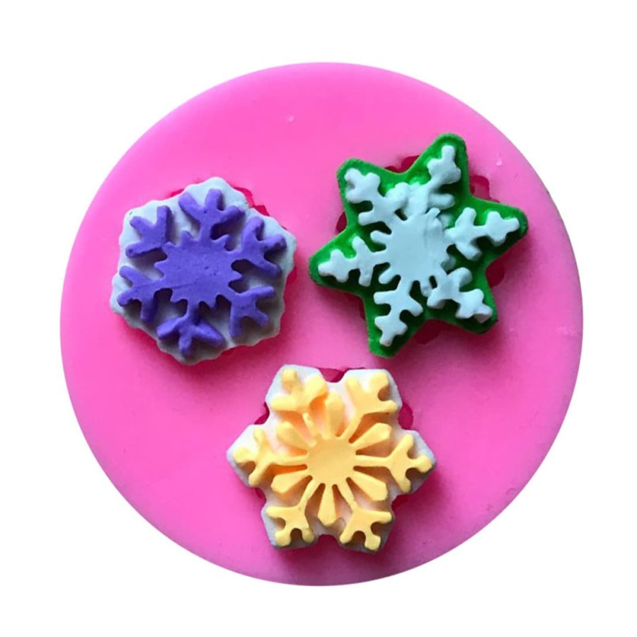 3D Silicon Mold Fondant Cake Decoration - 3 Shape of Snowflakes