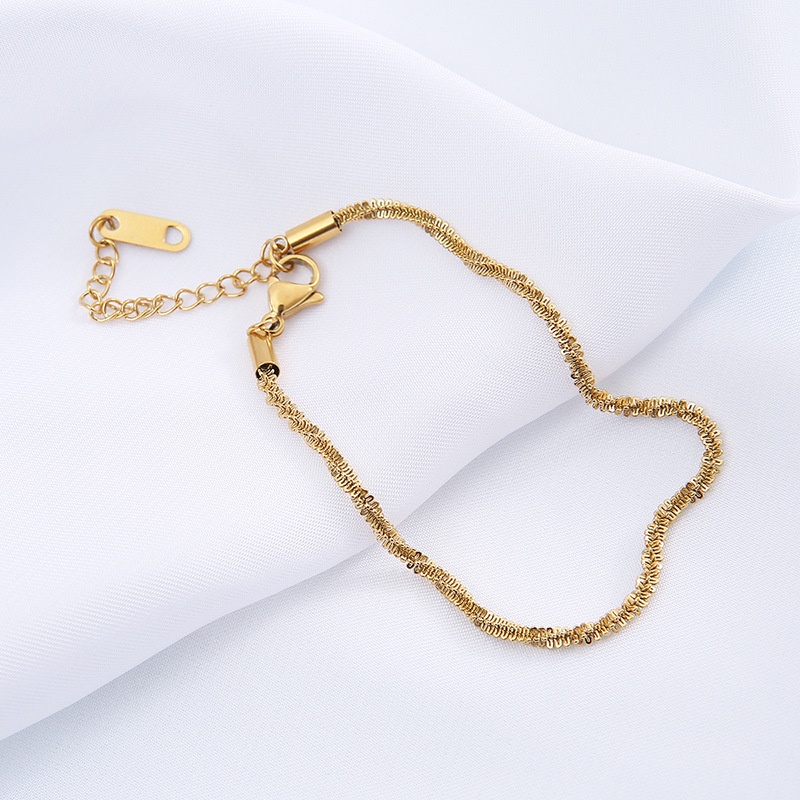 Enxi-22028 Gelang Tangan Rantai Lapis Emas 18k Anti Alergi / Pudar Untuk Wanita