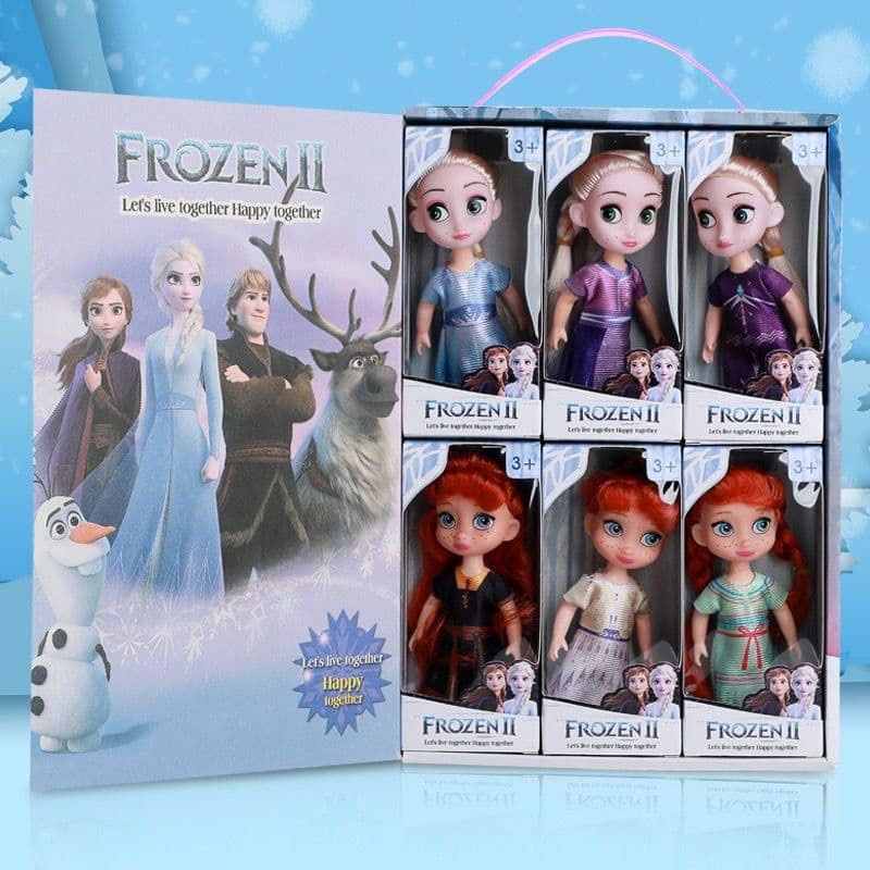 Boneka Frozen set isi 6 Elsa Anna Frozen Mini Dolls Boneka Princess Dolls Rapunzel Cinderella Belle