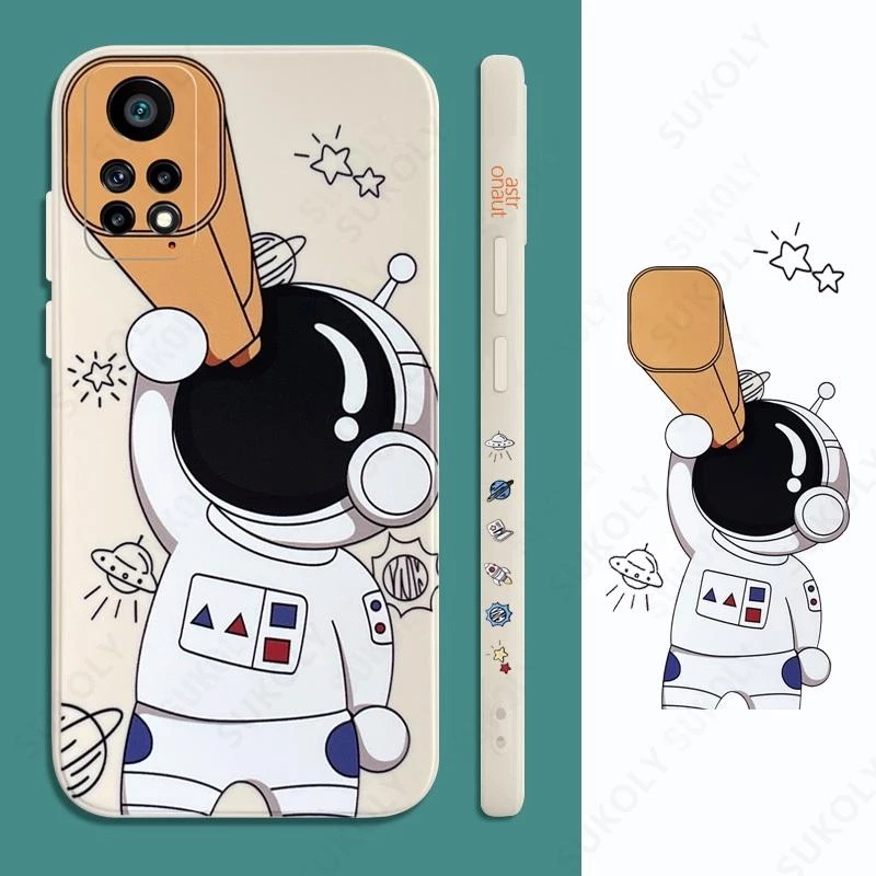 Case Kotak Teleskop Astronot Anti Jatuh Untuk Xiaomi 11 Poco X3 NFC X3 Pro Poco M3 M2 Redmi Note 7 Pro Note 8 Pro Note 9 Pro Note 10 Pro Note 11 Pro Redmi 8 9 10 9A 9T 9T