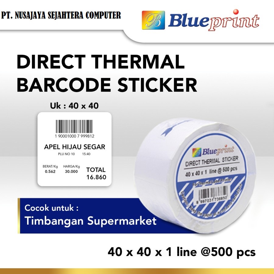 

Direct Thermal Sticker / Label Stiker BLUEPRINT 40x40x1 Line Isi 500