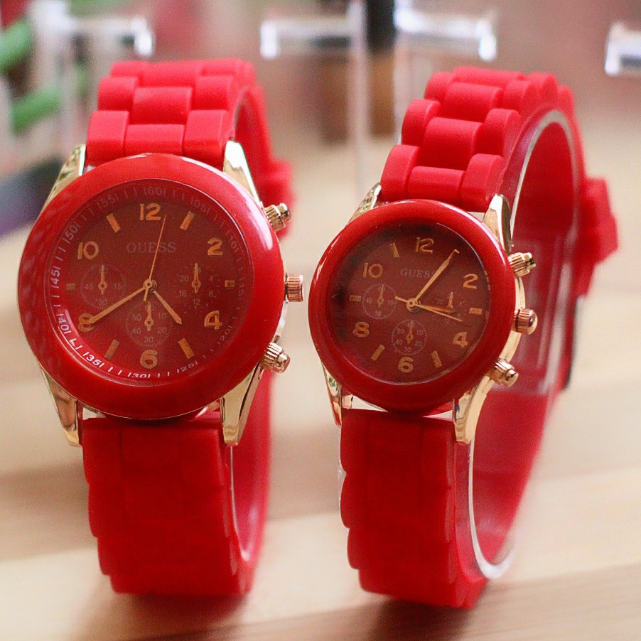 jam tangan couple guess / geneva / jtr 1165 merah