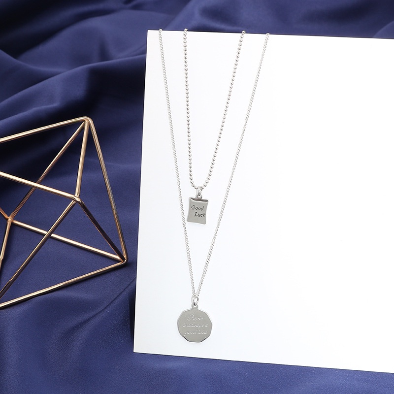 Kalung dua layer good luck paris always good idea titanium korea style anti karat
