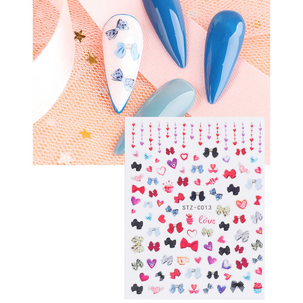 Mxbeauty 1pc Stiker Kuku 3d Motif Hati Aksen Glitter Untuk Aksesoris Nail Art / Manicure Diy