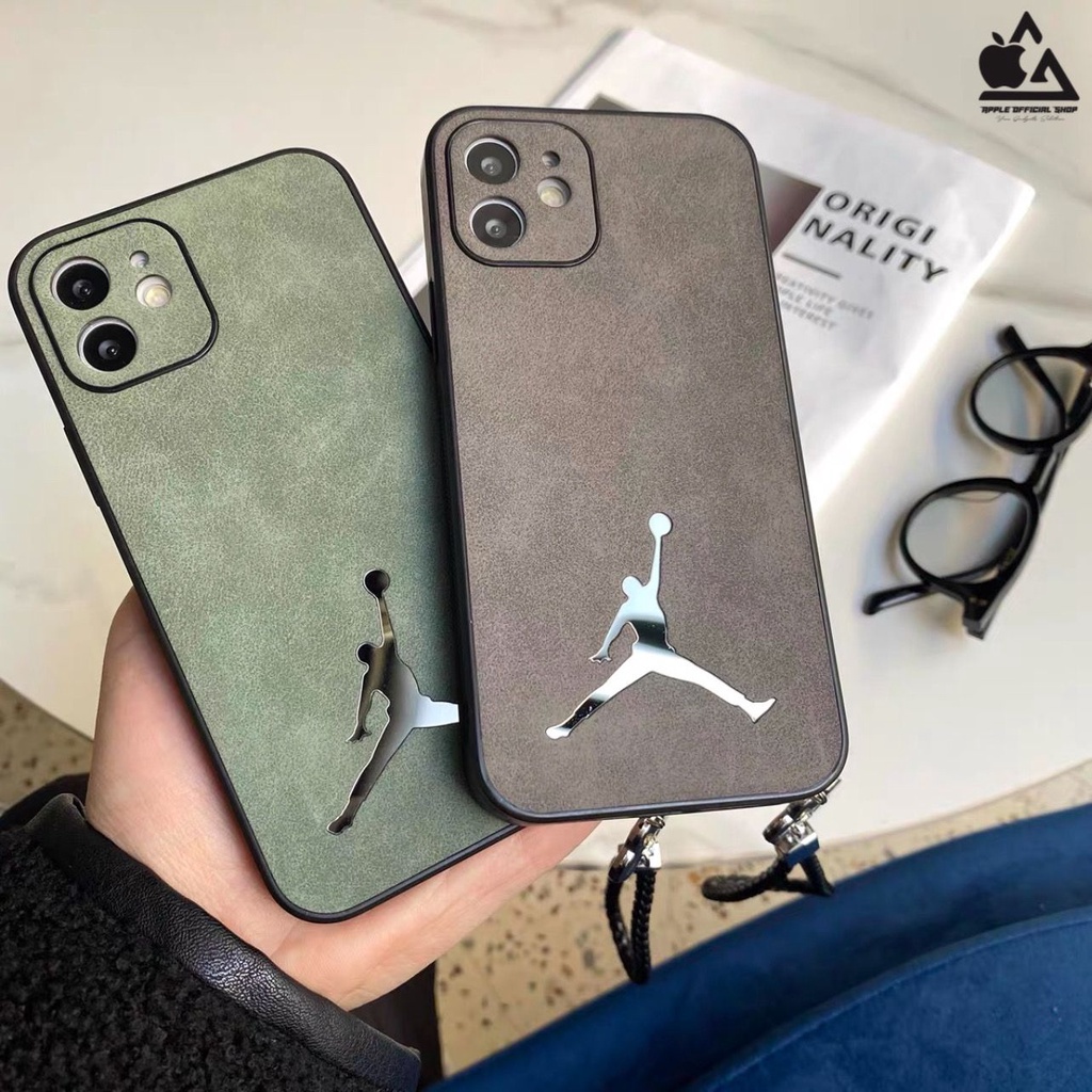 PREMIUM Vintage Leather Case 3D JORDAN MIRROR iPhone 13 PRO MAX 12 PRO MAX Mini 11 PRO MAX XR X XS MAX 7 7+ 8 8+ SE 2 3 High Quality Softcase Krom Kulit Silikon Cover Camera Protection