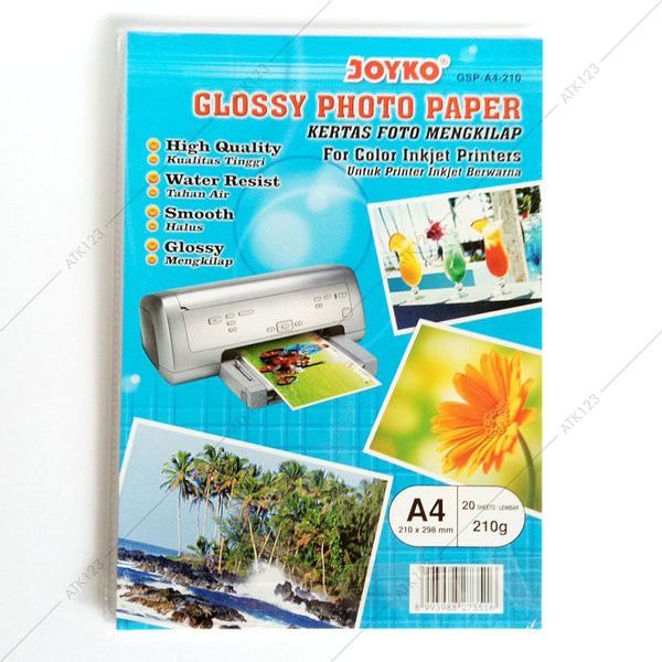 

Free Ongkir Photo Paper Glossy A4 210 gsm - Joyko isi 20 Lembar Special