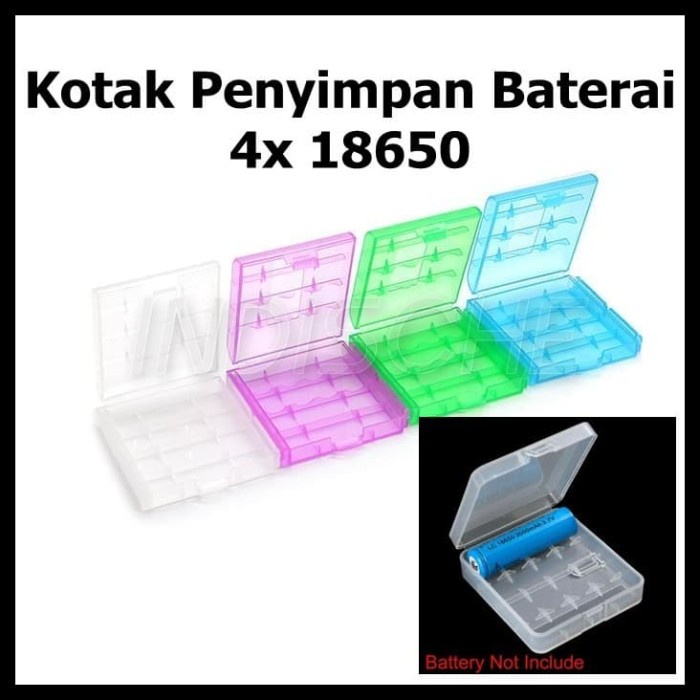 Case 4 Slot 18650 Battery box tempat kotak baterai batre Premium Quality