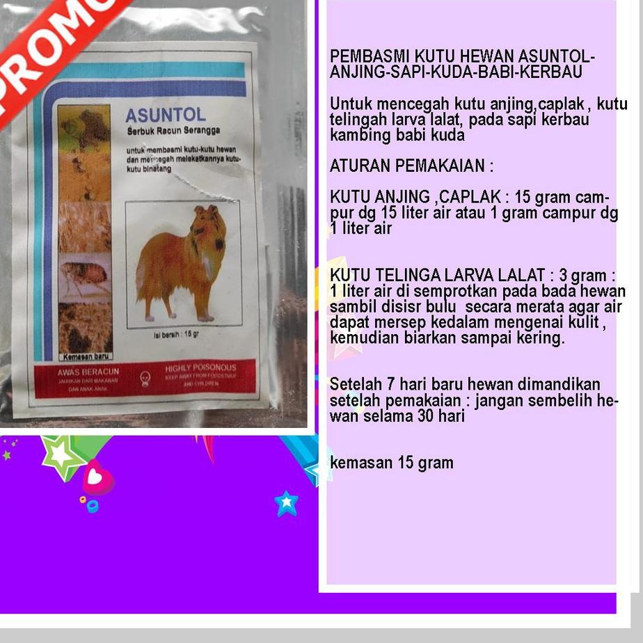 Langsung Beliii.. PEMBASMI KUTU HEWAN ASUNTOL-ANJING-SAPI-KUDA-BABI-KERBAU, Obat Hewan ASUNTOL , Unt
