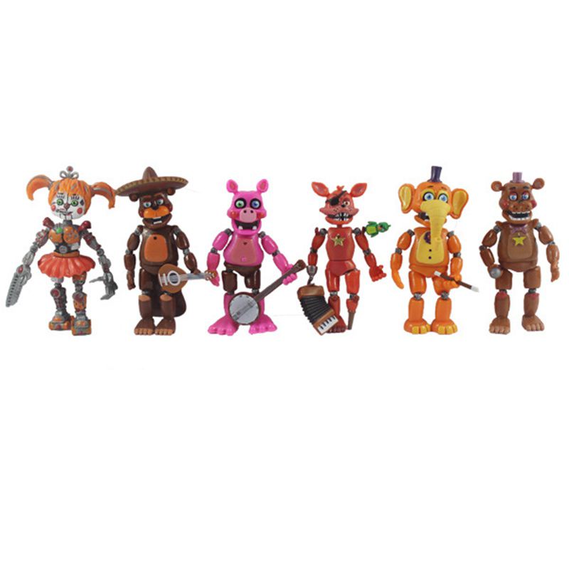 6PCS FNAF Five Nights At Freddy's Light Up Action Figures Movable Joint Game Toy