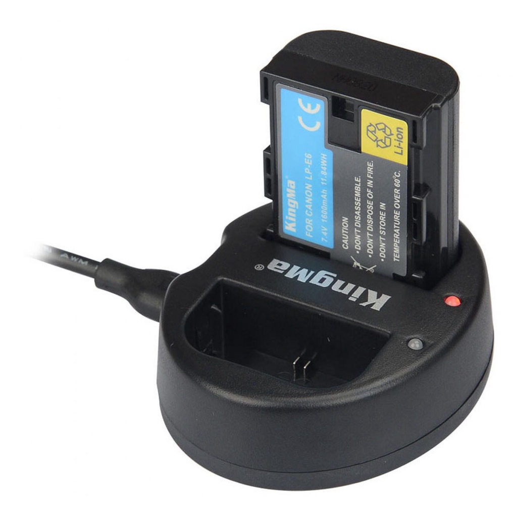 Kingma Charger Baterai 2 Slot Canon 5D2 5D3 70D 60D 6D 7D 7D2 - LP-E6-Hitam