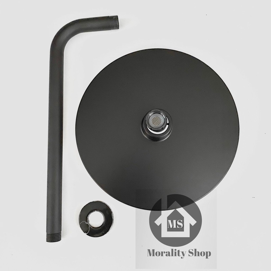 Wall Shower Bulat 9 inch Hitam M1 - Kepala Shower Wall shower Tembok Big Jumbo Black Ws55