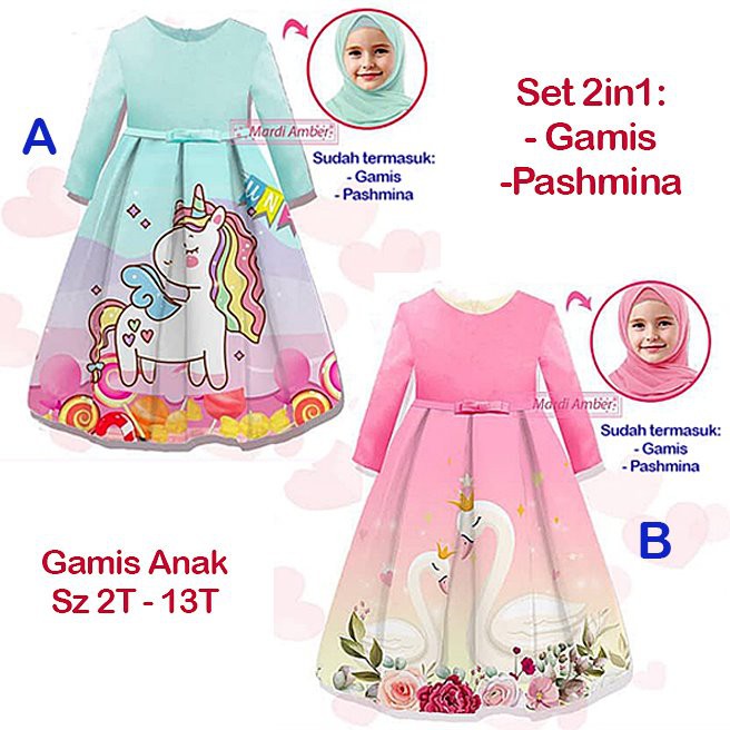 Gamis Anak Import Dengan Pashmina KATEGORI I