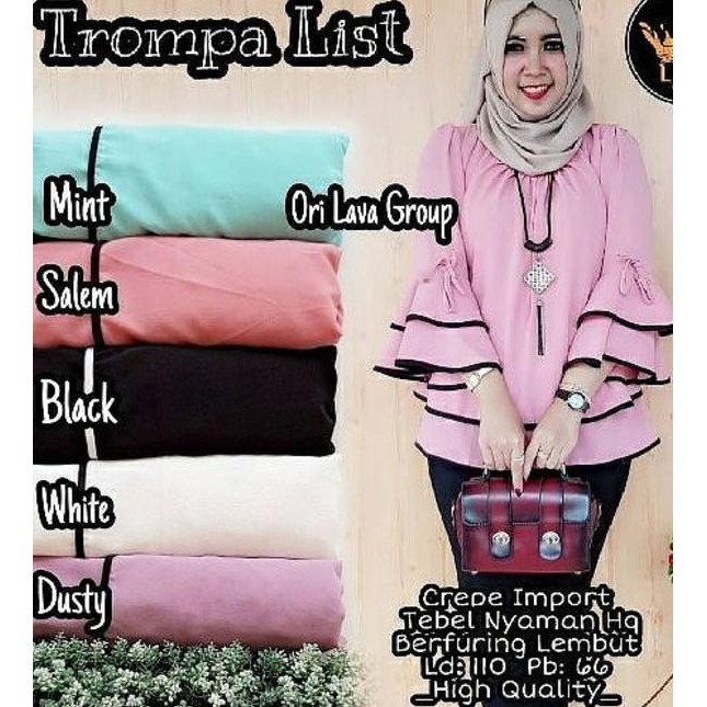 Bismillah . . . Terompet Ruffle Blouse Unik Baju Atasan Tunik Wanita Tunic Polos Terlaris
