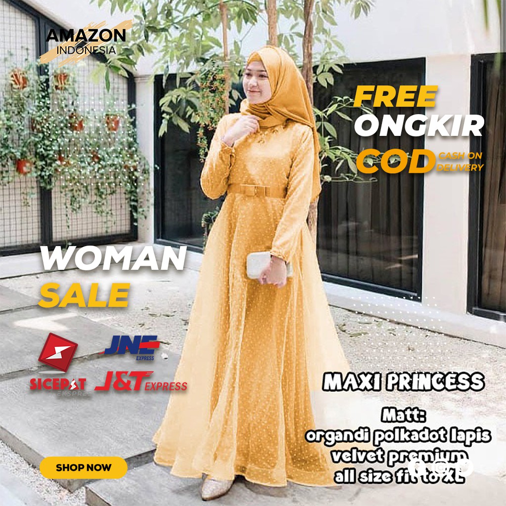 DRESS GAMIS KONDANGAN WANITA CEWEK PEREMPUAN WARNA MUSTARD KUNING TUA BAHAN ORGANZA PREMIUM