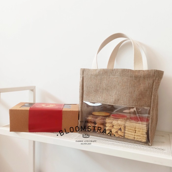 

NEW [ LICORICE ] Hampers Bag Jute Tas Souvenir 21x20x13 cm Tas Goni Mika
