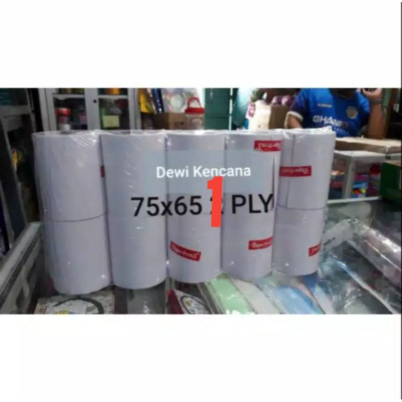 

Kertas Kasir / Struk / Paper Roll Uk. 75x65 1 PLY(Rangkap) Putih-Putih Merk Paperpryns