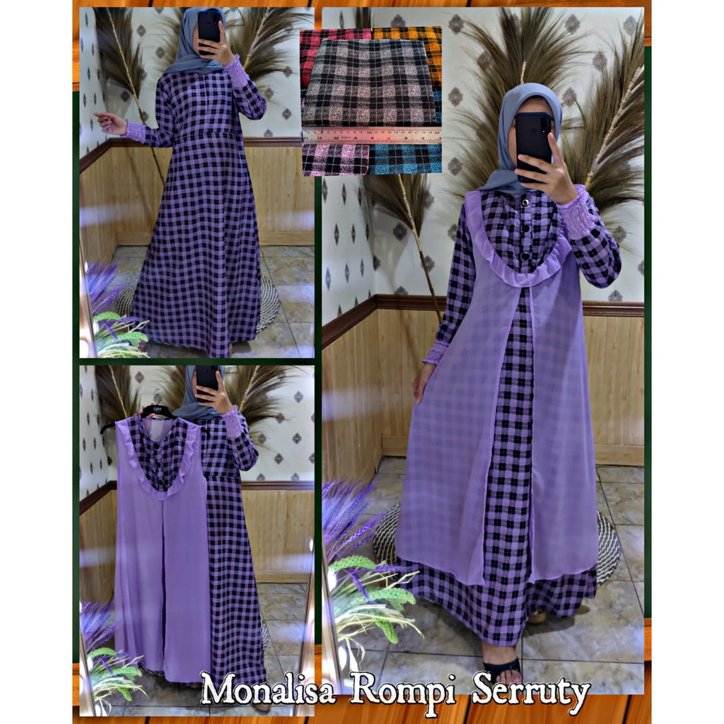 Gamis Terbaru 2in1 / Set Gamis Outer Motif Kotak-Kotak