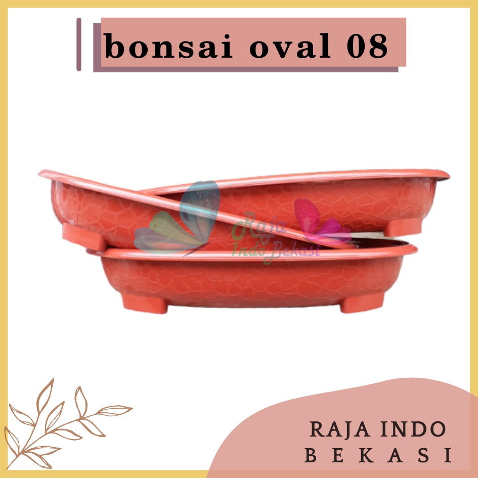 ORI BJP BONSAI OVAL OV 08 Coklat Merah Bata Pot Bunga Plastik Bonsai Budi Jaya Motif Batu Alam Ceper Pendek Pot Bonsai Plastik Keramik Semen Bonsai Mame Kelapa Besar Mini