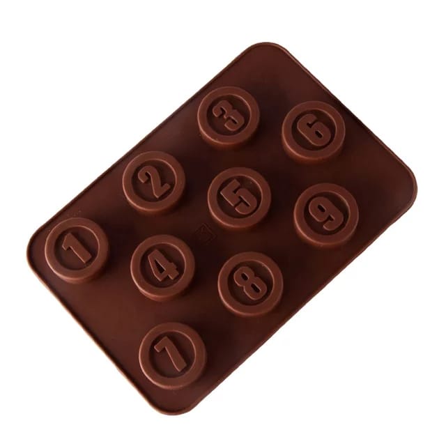 Cetakan Coklat Silicone Angka 1 sampai 9 Bulat Cetakan Coklat Jelly Pudding es Batu Bulat Angka 1-9 Silicone Molds Baking Chocolate