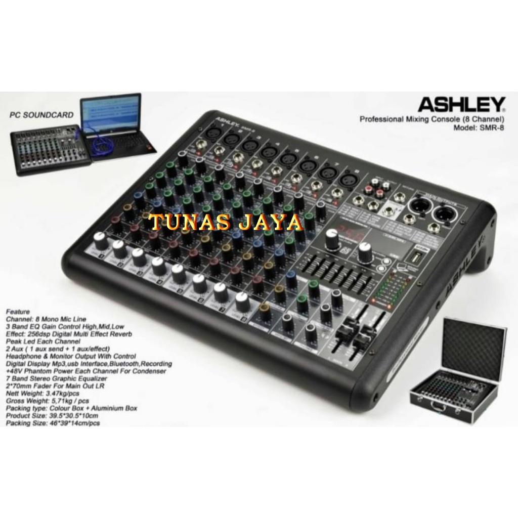 Terlaris ✨ -Mixer Audio Ashley SMR8 Mixer Ashley 8channel original Smr-8 Ashley SMR 8 FREE HARDCASE MIXER SMR8- 2.1.23
