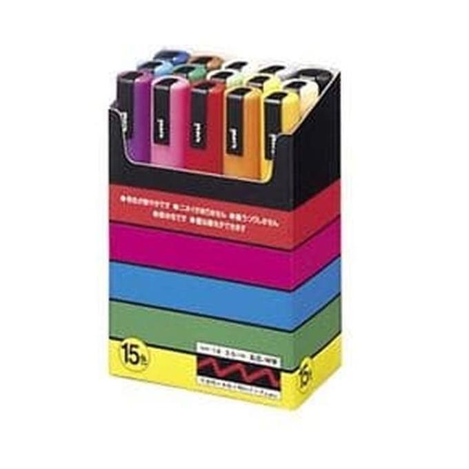 Uni posca marker PC-5M - spidol set 15 warna