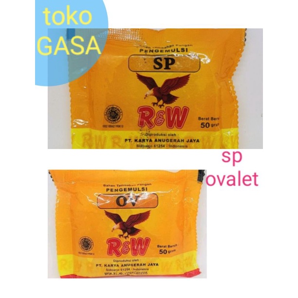 

Pengemulsi/emulsifier SP & OV/Pengembang Kue SP / Ovalet Merk RAJAWALI R&W 50gr GOOD QUALITY