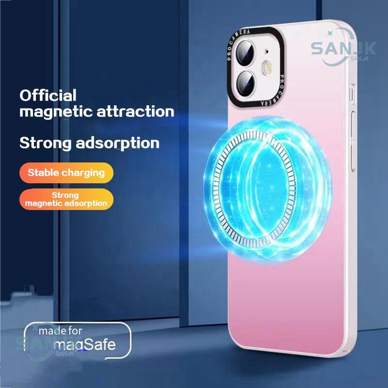 baru! ! Magnetic Gradient Matte Case Untuk Case iPhone 11 12 13 Pro Max 12mini 13mini Casing Penutup Kamera Akrilik Tahan Guncangan