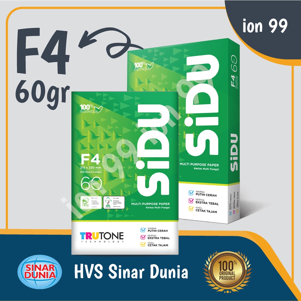 

Kertas HVS 60gr Sinar Dunia ( SiDu ) Folio