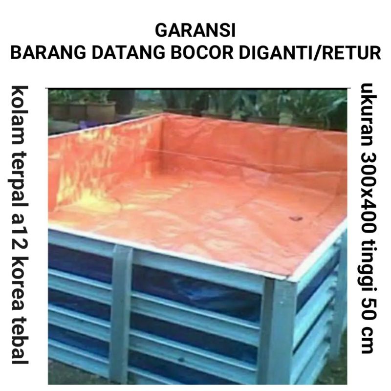 terpal kolam ikan 300x400x50 a12 tebal terpal kolam ikan 400x300x50