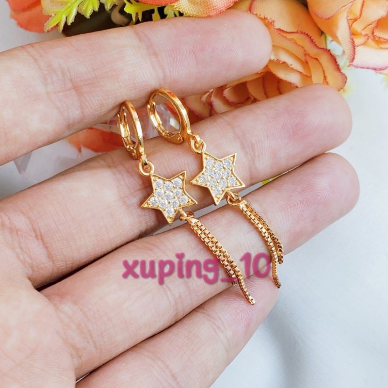 Anting jepit bintang jurai gold Gulripshi ` Perhiasan fashion Xuping 18k