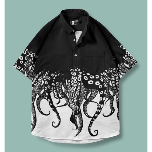 Kemeja Pria Santai Gaya Jepang Kraken - S