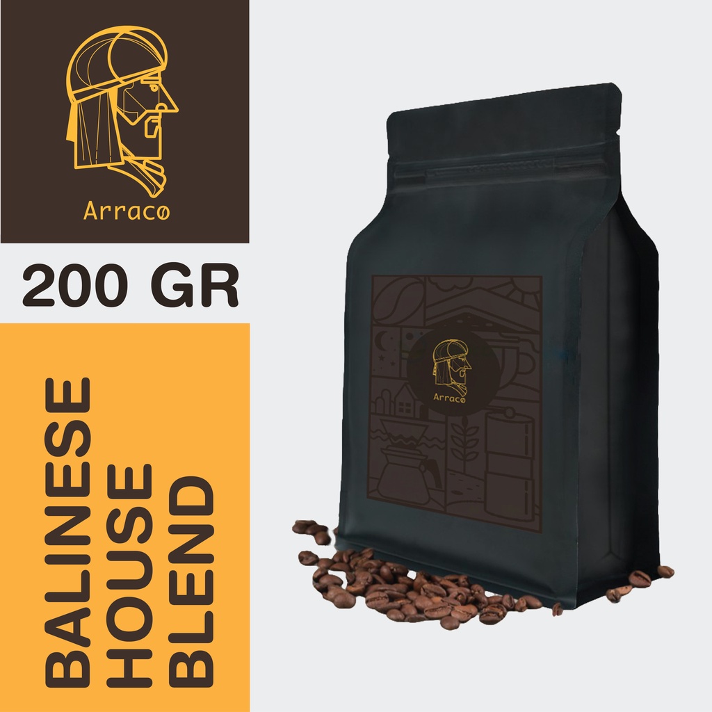 

ARRACO KOPI - Balinese House Blend 200GR Biji / Bubuk | Wet Hulled - Natural | Arabika Medium to Dark - Robusta Dark