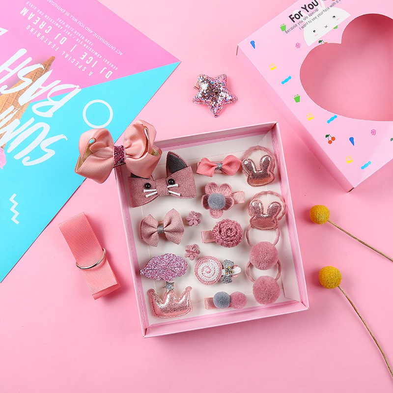18 PCS Set Jepit Rambut Perempuan Anak Cewek Kado Ulang Tahun Kelinci Bear