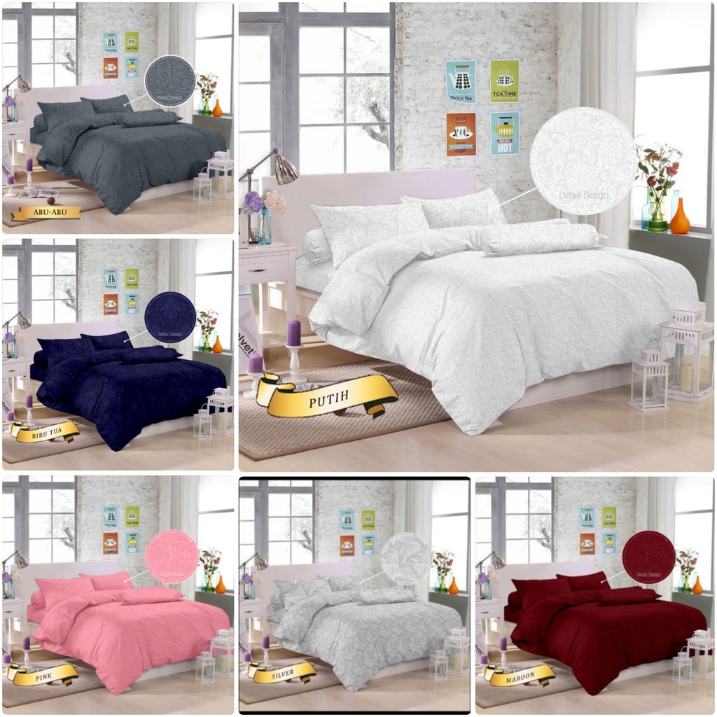 BedCover Set Sprei Motif Emboss Bahan Katun Jacquard New Quality Aesthetic