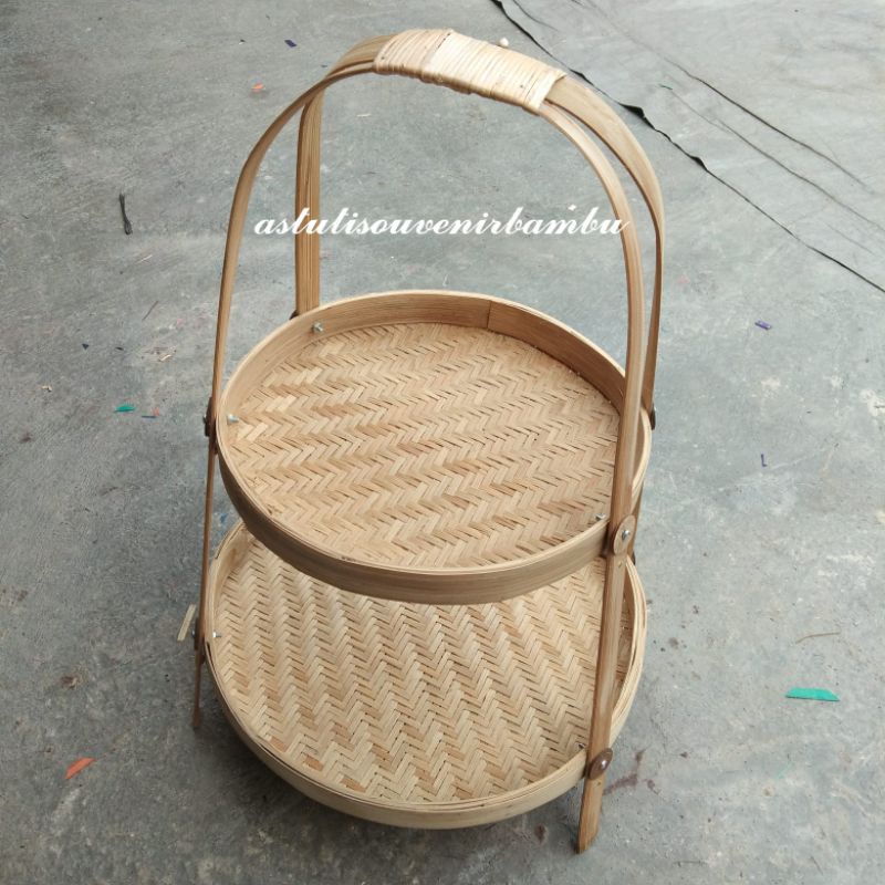 RAK BAMBU INGKUNG BAWANG 2 SUSUN rak bambu rak susun rak murah rak makan rak dapur