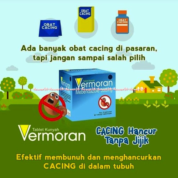 Vermoran Mebendazole 500mg Tablet Kunyah Obat Cacing Fermoran Meben Dazole