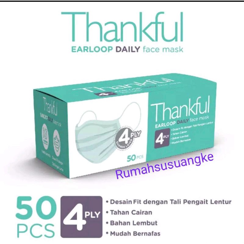 Masker Thankful 4 ply isi 30pcs/50pcs