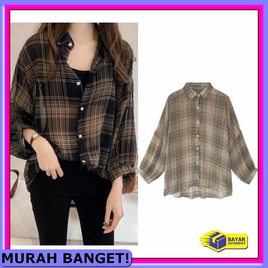 Blouse Wanita Lengan Pendek Gaya Korea Korean Style Blus Dengan V OO134 [Dita] Kemeja Wanita Kotak