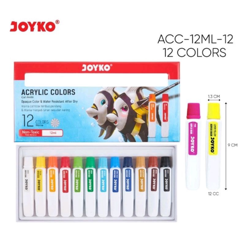 

Joyko Acrylic Colour/Cat Acrylic 12ml-12 warna (set)