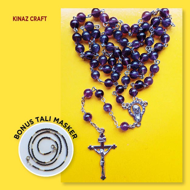 ROSARIO BATU KECUBUNG (AMETHYST) ASLI, BERKUALITAS