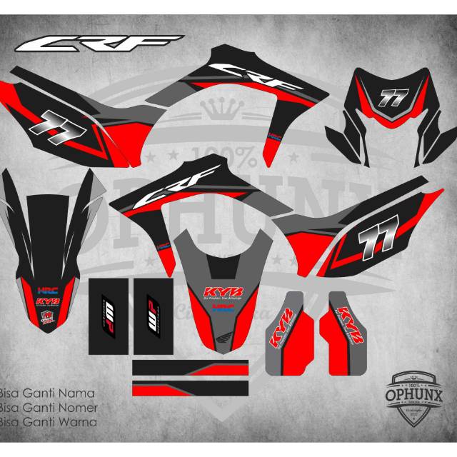 Stiker decal crf 150 L grey red