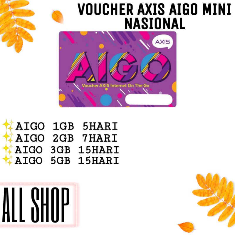 Voucher Axis Aigo Mini Nasional 1GB 2GB 3GB 5GB