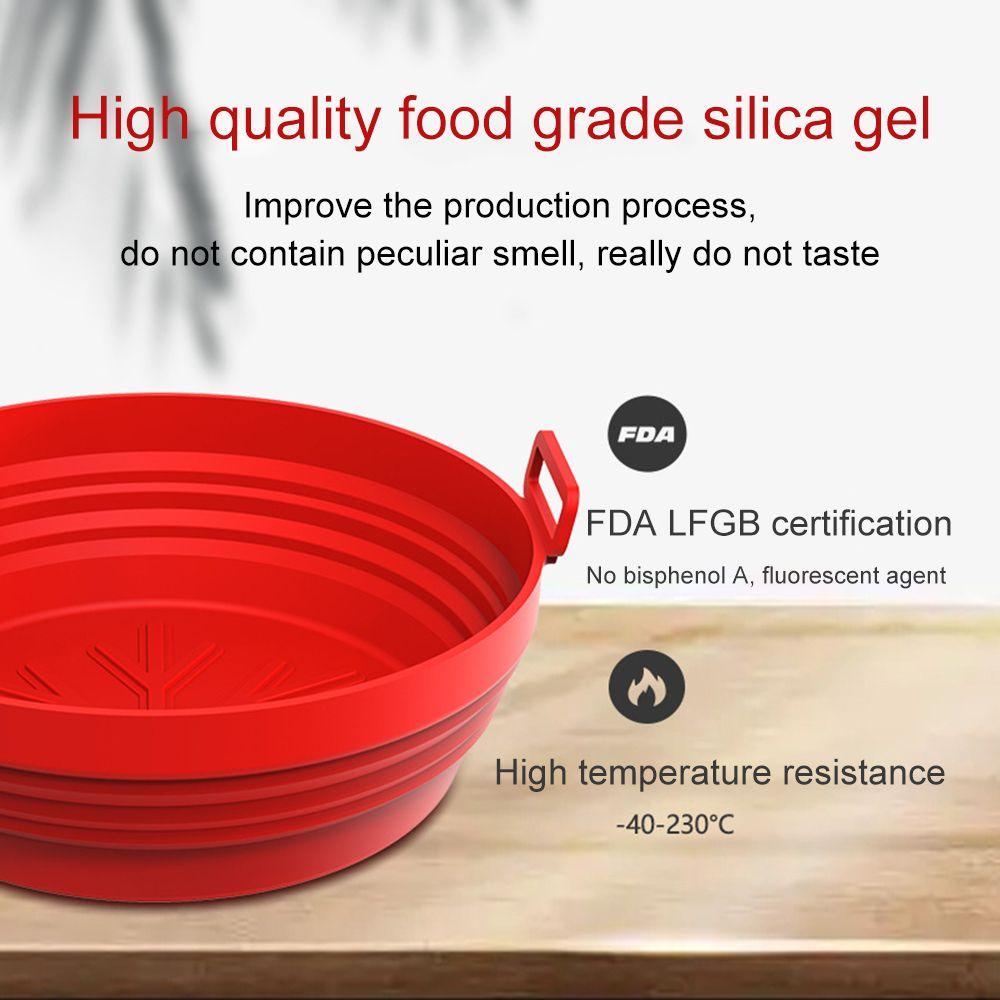 Top Air Fryer Silikon Pan Aksesoris Lembut Roasting Basket Dapat De Reused Pizza Plate Rumah Lipat